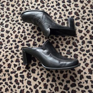 Franco Sarto Elegant Black Women's Heeled Mules 90s Retro Office Size 7